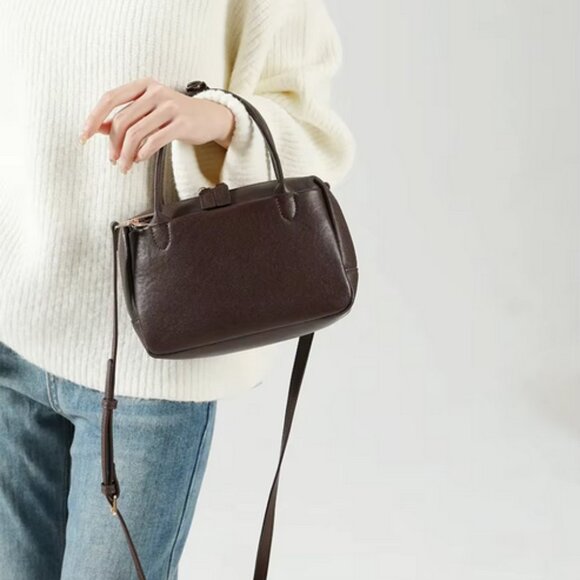 Trendy Genuine Cow Leather Shoulder Bag, Vintage Designer Satchel Crossbody - Picture 2 of 12